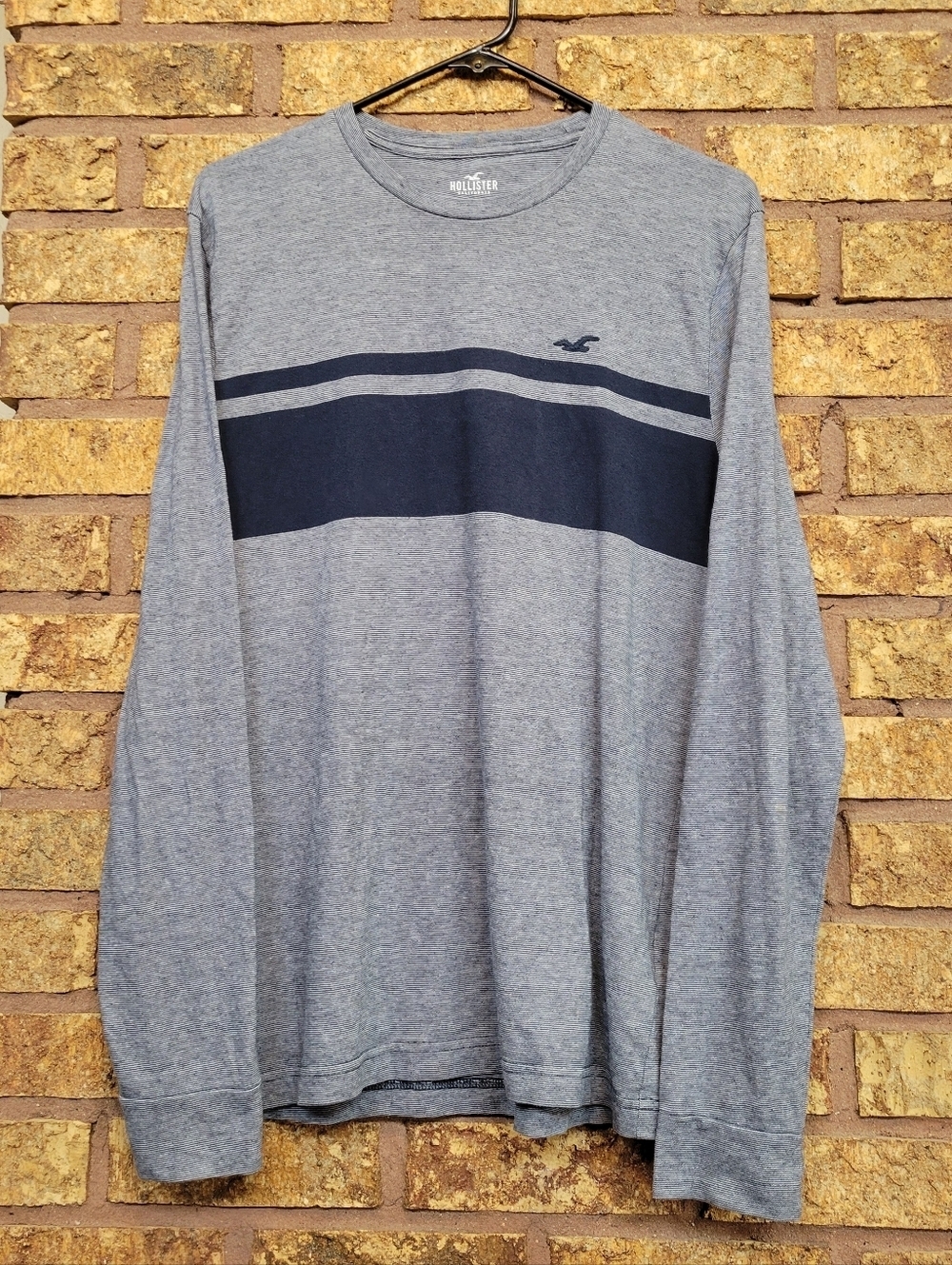 Hollister Long Sleeve Tee Size Large Striped Cotton Blend Casual